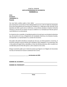 Carta poder Junta Extraordinaria de Accionistas Documento