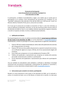 Protocolo de Participación Junta Extraordinaria de Accionistas 2020 Documento