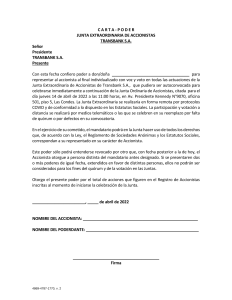 Carta Poder Junta Extraordinaria de Accionistas (Autoconvocada) Documento